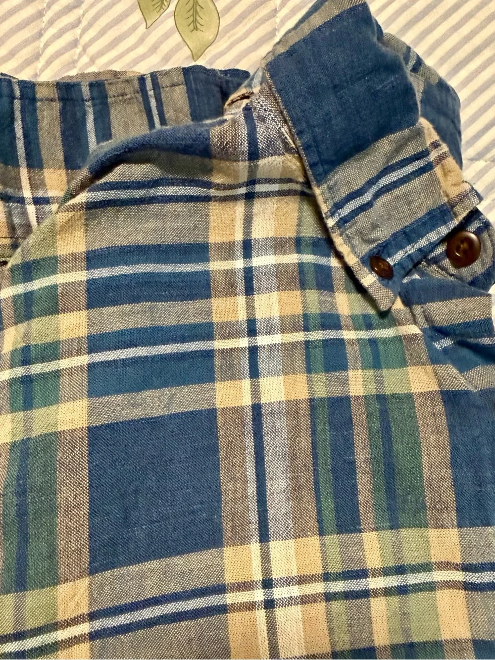 J. Crew Blue and Cream Plaid Button-Down Shirt